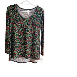 NWT LuLaRoe green blue red Lynnae high low long sleeve top Sz XS